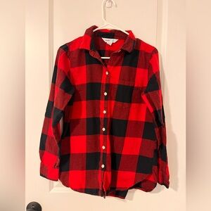 Ladies Old Navy Buffalo Plaid Black/Red Button Down Flannel - Size Medium